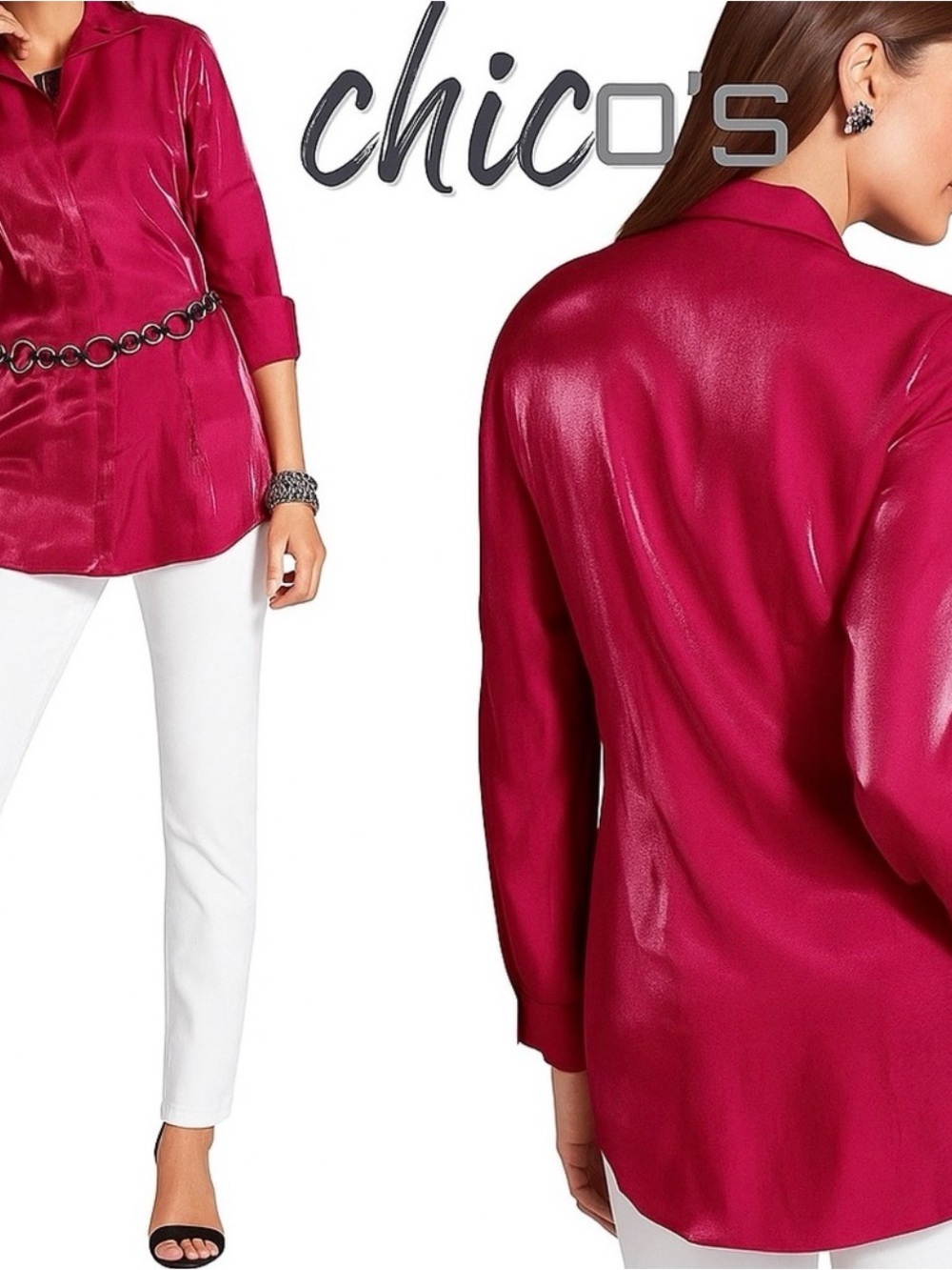Pink Magenta Long Sleeve Button Down Shirt